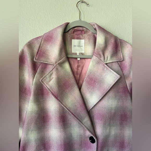 Avec Les Filles Raglan Walking Coat in Dusty Pink Plaid in Women’s Size S - Picture 6 of 16